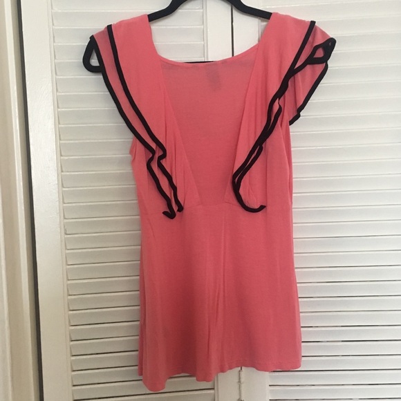 H&M Pink & Black Ruffle Top - Picture 2 of 3